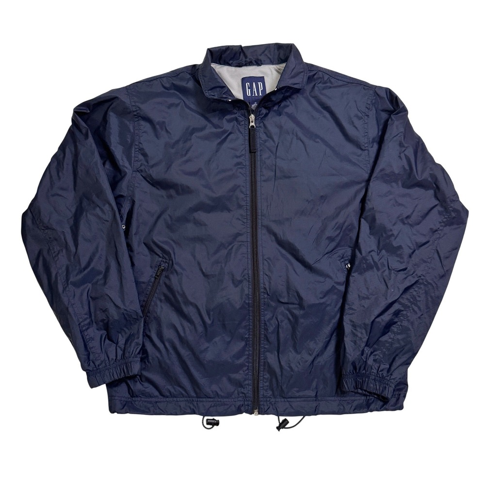 Vintage Y2K GAP Windbreaker Nylon Jacket Medium Navy Blue Full Zip Mesh Lined